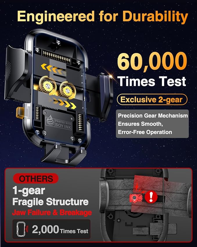 VANMASS Universal Car Phone Holder 2025【Strongest Suction & Military-Grade】Phone Holders for Your Car Windshield Dashboard Vent with【Patent & Safety Certs】Cell Phone Mount for iPhone Samsung Android