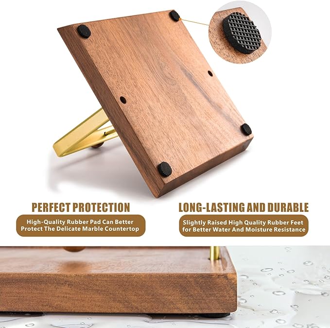 Wood Napkin Holder for Table, Square Tabletop Napkin Dispenser with Sophisticatedly Metal Center Bar, Cocktail Napkin Holder for Home, Kitchen, Office, Restaurant, Hotel, Cafe, Bar