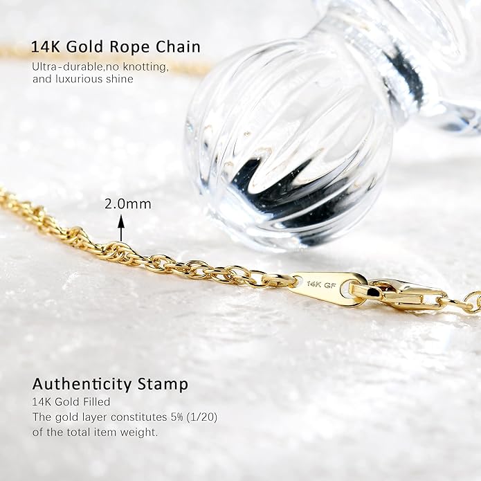 BEAYEG 14K Gold Chain Necklace for Women, Solid Chain Necklace, Hypoallergenic Durable Everyday Gold Jewelry Gift Ready (Length, 20inchs,Diameter1.6mm/1.8mm/2mm