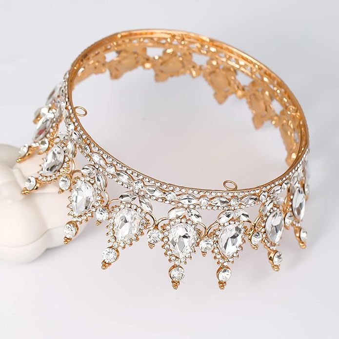 FORSEVEN Queen Crown Rhinestone Wedding Crowns and Tiaras for Women Costume Party Hair Accessories Princess Birthday Crown Crystal Bridal Crown Halloween Decorations Headband