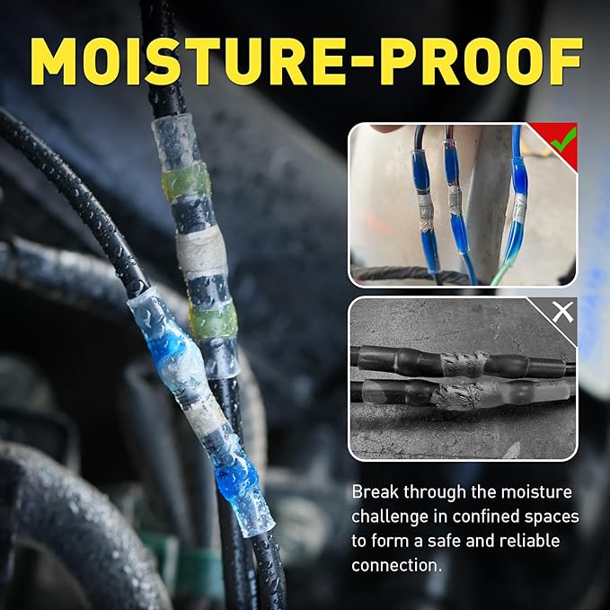 haisstronica 400 PCS Solder Seal Wire Connectors with Heat Gun Kit - Solder Sticks Wire Terminals Waterproof Electrical Connectors for Automotive, Marine, Wiring Repair