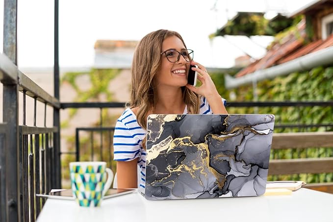 Teryeefi Compatible with 2018 2019 2020 MacBook Air 13 inch Case M1 Chip A2337 A2179 A1932 Retina Display Touch ID, Plastic Hard Shell & Keyboard Cover & Screen Protector,Gray Marble