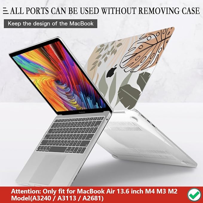 CISSOOK Compatible with MacBook Air 13.6 inch Case 2025 2024 2022 Release A3240 A3113 A2681, Tropical Hard Shell Case with Keyboard Cover for MacBook Air 13 inch M2 M3 M4 Chip
