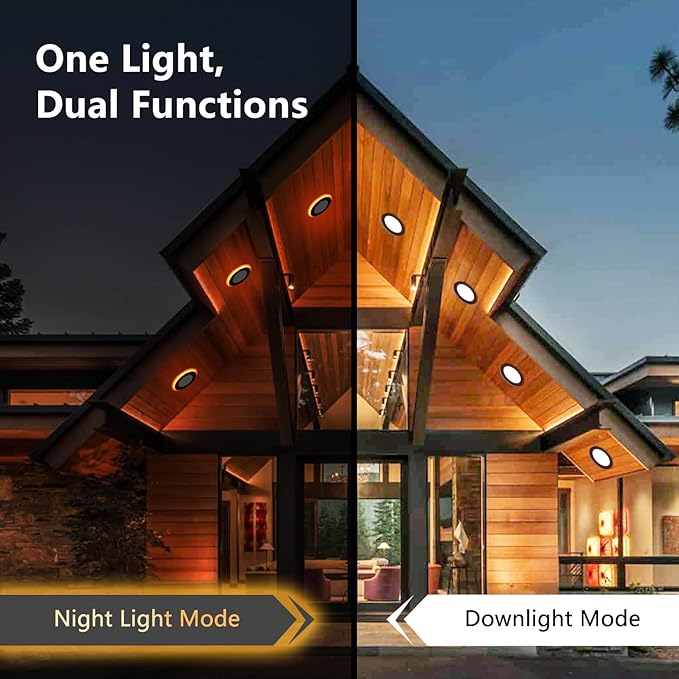 CycevSun 12 Pack Bronze Recessed Lighting 6 Inch with Night Light, Canless Ultra Thin Wafer Downlight Pot Outdoor Exterior Soffit, Dimmable & 5 CCT Selectable, 12W, ETL
