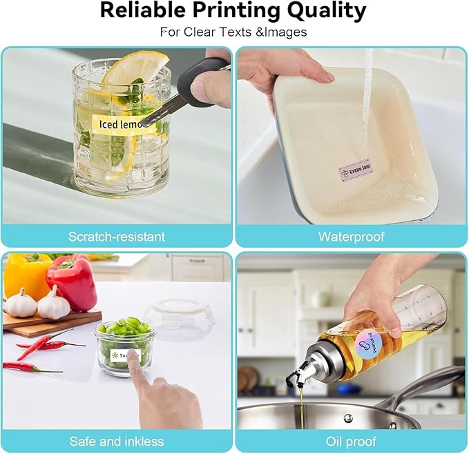 Label Maker Machine - Portable Bluetooth Mini Label Printer - Smartphone Handheld Thermal Sticker Small Labeler Multiple Templates Font Icon Inkless Custom Label for Home Kids School Items