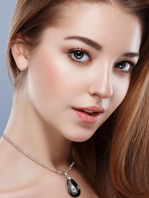 Hicarer 12 Pieces Teardrop Crystal Necklace Cubic Zirconia Pendant Necklace Jewelry for Women