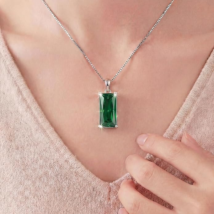 Minimalist Square 8mm×16mm Birthstone Sterling Silver Necklace - Hypoallergenic, Lightweight, Gift for Her