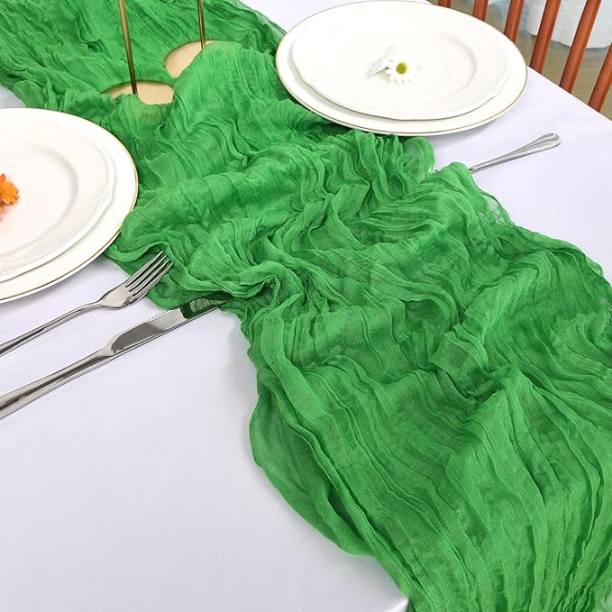 12 Pack Green Cheesecloth Table Runner 10FT Boho Cheese Cloths Gauze Fabric Table Runners 120 Inch Rustic for Christmas Wedding Birthday Party Baby Shower Centerpiece Home Decorations