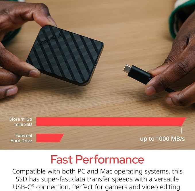 Verbatim 2TB Store 'n’ Go Mini External Solid State Drive USB 3.2 Gen 1 USB-C Connection - Diamond Black