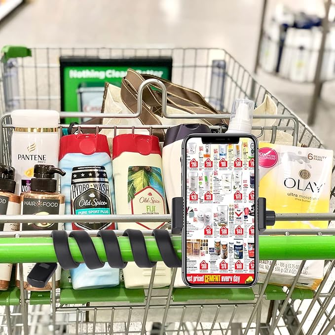 Portable Flexible Cell Phone Holder Stand for Treadmill/Stroller/Elliptical/Car/Bike/Shopping Cart,Compatible with 3.5~7.5" iPhone/Smartphone, 27.5 inch/70cm Long Arm for Cellphone