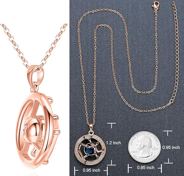 Leafael "Superstar Zodiac Constellation Pendant Necklace Made with Premium Crystal Horoscope Jewelry, Gold or Rose Gold Plated, 18"+ 2"