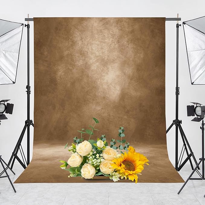 Abstract Professional Photography Backdrop for Portrait Photo Props Booth Background Photoshoot Studio with Ployester Fabric Roller Pocket on Top (8x10ft, Dark Brown,No Stand)