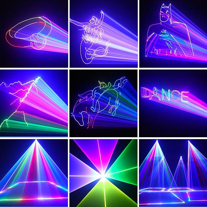 Ehaho DJ Laser Lights for Party, Hundreds of 3D Animation Laser Light Show Machine, DMX512 Music Sound Activated Laser Dance Light, RGB Beam Scanning Projector w/Remote Control for Indoor