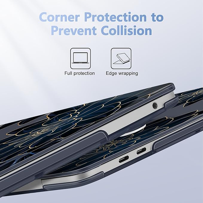 Case for MacBook Pro 13 inch with/Without Touch Bar (2016-2022, M2 A2338 M1 A2289 A2251 A2159 A1989 A1706 A1708), Hard Shell + Keyboard Cover + Dust Plug, Flower Dahlia