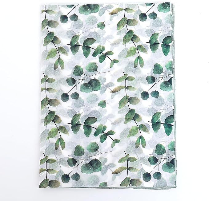 100 Sheets Eucalyptus Gift Wrapping Tissue Paper Recyclable Greenery Botanical Packaging Bag for Wedding Birthday Showers Art Craft Party Favor Decoration