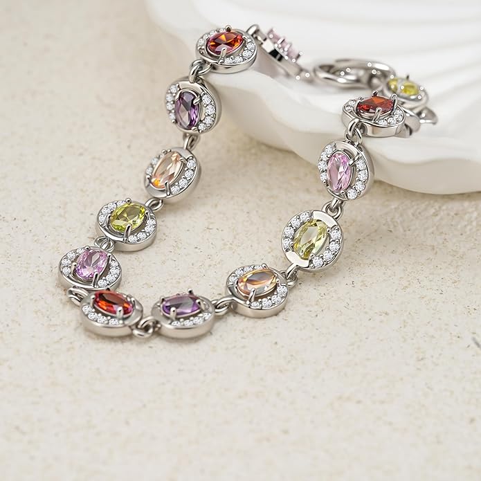 Tennis Bracelet for Women 14K Gold Plated Cubic Zirconia Bracelet,Classic Crystal Tennis Bracelet, Rhinestone Delicate Bracelet Gift for Her