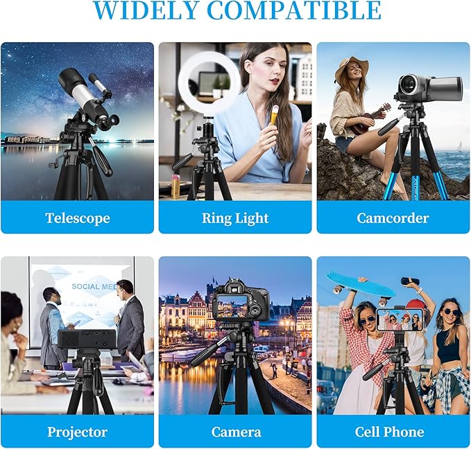 JOILCAN Tripod Camera Tripods, 74" Tripod for Camera Cell Phone Video Recording, Heavy Duty Tall Camera Tripod Stand, Professional Travel DSLR Tripods Compatible with Canon iPhone, Max Load 15 LB
