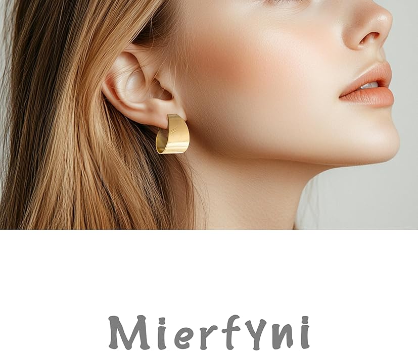 Big Chunky Gold Hoop Earrings for Women Trendy 14K Gold Plated Large Thick Gold Hoops