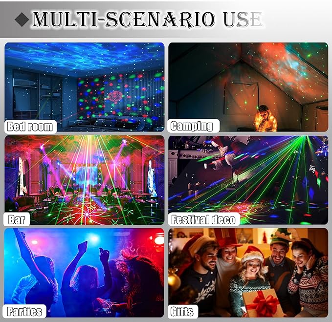 Party Lights DJ Disco Light,Disco Ball Star Projector RGB LED Strobe Lights Stage Light Sound Activated Ocean Wave Effect for Parties Club Holiday Christmas Birthday Wedding