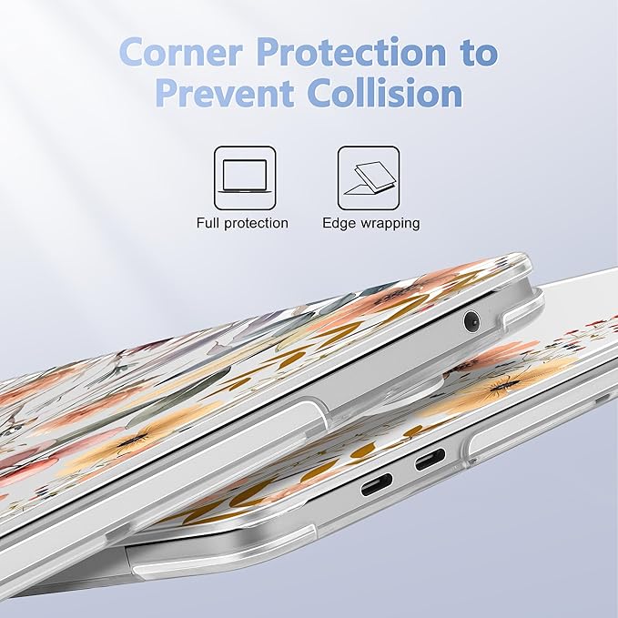 Case for MacBook Pro 13 inch with/Without Touch Bar (2016-2022, M2 A2338 M1 A2289 A2251 A2159 A1989 A1706 A1708), Hard Shell + Keyboard Cover + Dust Plug, Watercolor Flowers