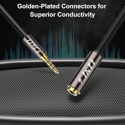 J&D 3.5mm TRRS Cable, 1/8 Inch 4 Pole TRRS Jack Male to Female Auxiliary Extension Cable for Headphones, Car Stereos, Phones and Speakers, 3 Feet