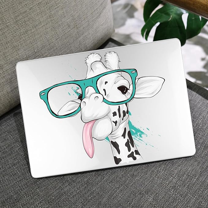 MEEgoodo for MacBook Air 13 inch Case 2021 2020 2019 2018 Released A2337 M1 A2179 A1932 with Touch ID, Plastic Hard Shell & Keyboard Cover Compatible with MacBook Air Case 13.3, Funny Giraffe