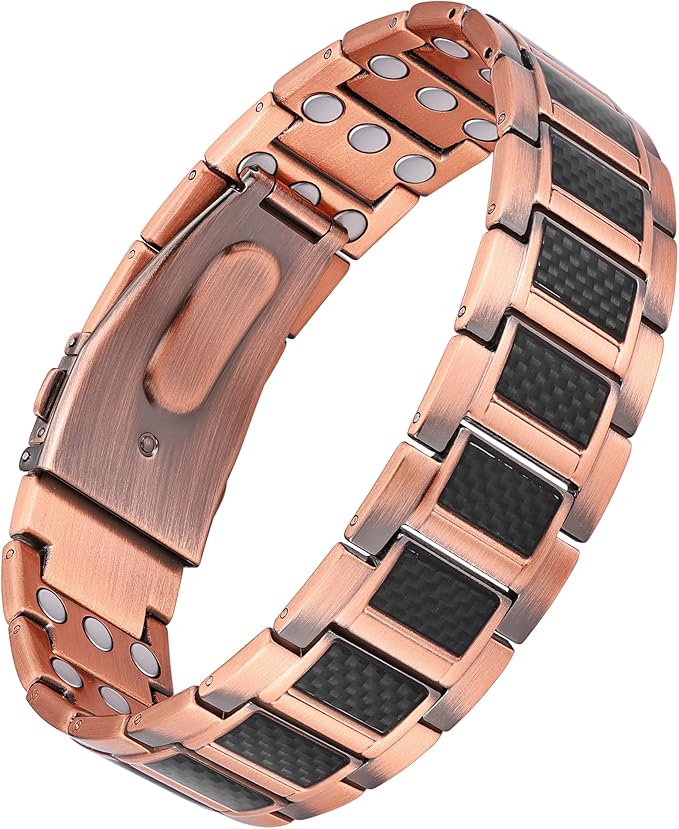 Jecanori Copper Magnetic Bracelet for Men, 3X Strength Pure Copper Bracelet for Men,Ideal Gift
