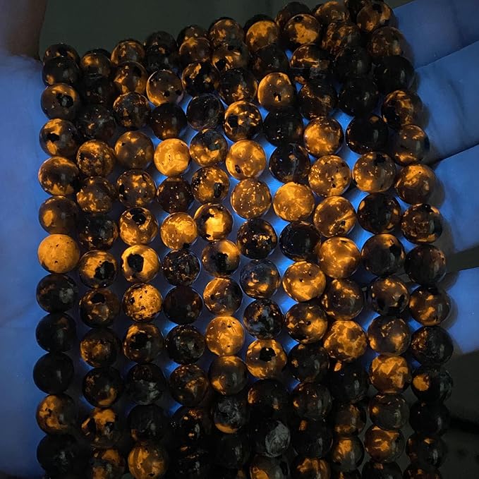 160PCS 4MM Flame Yooperlite Stone Beads Loose Beads for Jewelry Making DIY Bracelets Show Flame Color Under The Irradiation of UV Lamps 2 Strands
