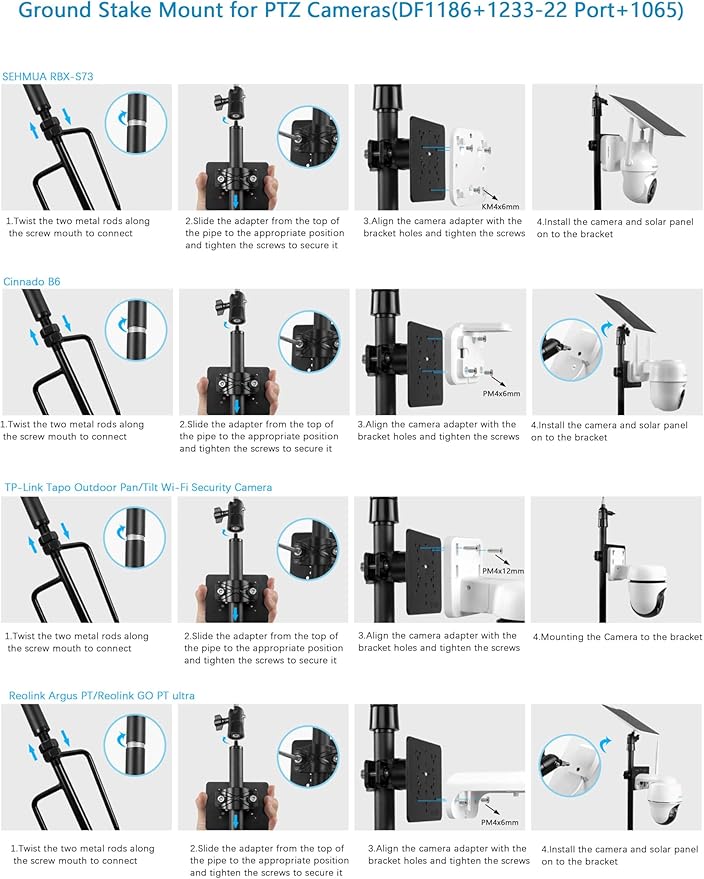 Ground Stake Mount for eufy Solocam S340/E30/S330,Reolink Argus PT 3MP/4MP/5MP,AOSU SE/Lite/Max,ANSQUE(GU01/SA01),SEHMUA,TP-Link Tapo Outdoor Pan/Tilt Wi-Fi,Cinnado B6 Security Cameras (Black)