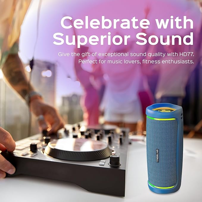 TREBLAB HD77 - Portable Bluetooth Speaker - Powerful 360° Sound, 30W Audio with Impactful Bass, 20H Battery, IPX6 Waterproof, Shockproof, TWS Stereo, Speaker Bluetooth Wireless for Outdoor, Beach Pool