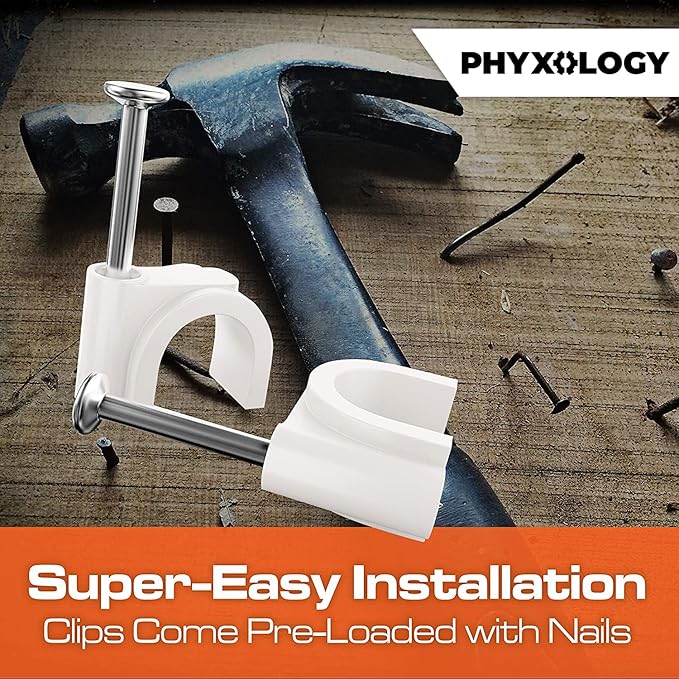 Pro-Grade, Cable Clips with Steel Nails 4mm - 14mm Wire Holders and Tacks in 9 sizes, 100 Per Size. Durable, UV Resistant Plastic Clips Help Organize Coax, Ethernet, Cat5, Cat6 and Other Cords.