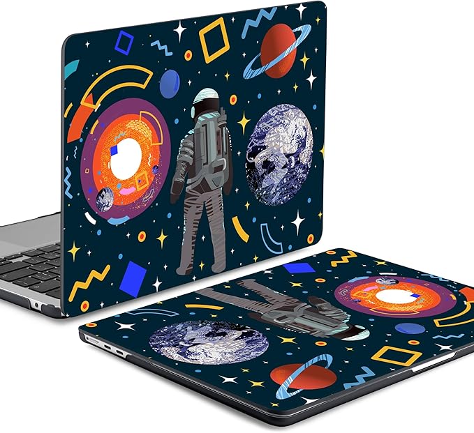 Batianda Premium Case for New MacBook Air 15 inch 2025 M4 2024 2023 with M3 M2 Chip Model A3241/A3114, Designed Protective Plastic Hardshell & Keyboard Cover & Screen Protector, Astronaut Planet