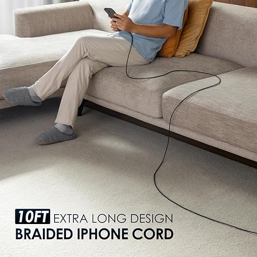 USB C iPhone Charger 10FT 2Pack, [Apple MFi Certified] Long USB C to Lightning Cable Braided Type C Fast Charging Cord for iPhone 14 13 12 11 8 7 6 6s XR/XS/SE/X, iPad - Black