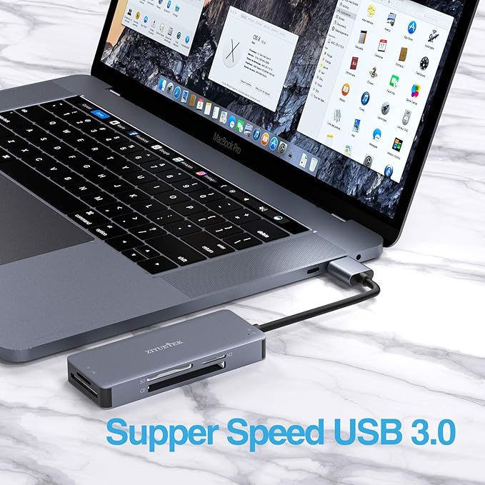 CF Card Reader,USB 3.0 to Compact Flash Memory Card Reader Adapter 5Gbps Read 5 Cards Simultaneously for SDXC, SDHC, SD, Micro SDXC, Micro SD, Micro SDHC, M2, MS, CF and UHS-I Card (Grey)