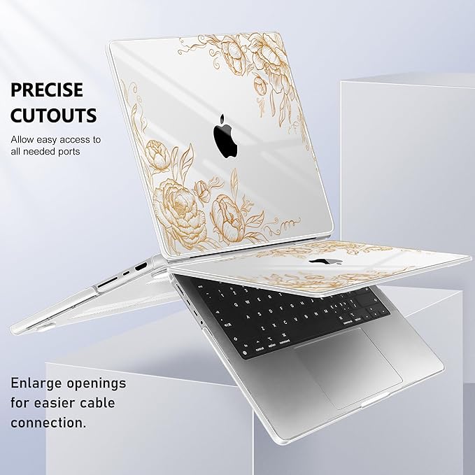 for MacBook Pro 16 inch Case 2021 2022 2023 2024 Release A3186 A3403 M4 A2991 M3 A2780 M2 A2485 M1 Pro/Max, Hard Shell Case with Screen Protector & Keyboard Cover, Floral P294