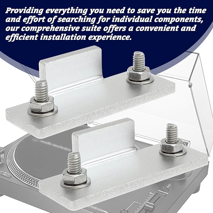 Turntable Dust Cover Hinges - Repair Tabs and Hinge Brackets for Technics SL-D2 3200 B2 Q2 D3 - Includes 2-Brackets, 4-Screws, 4-Washers, and 4-Nuts - Easy Installation for Turntable Dust Cover Repair