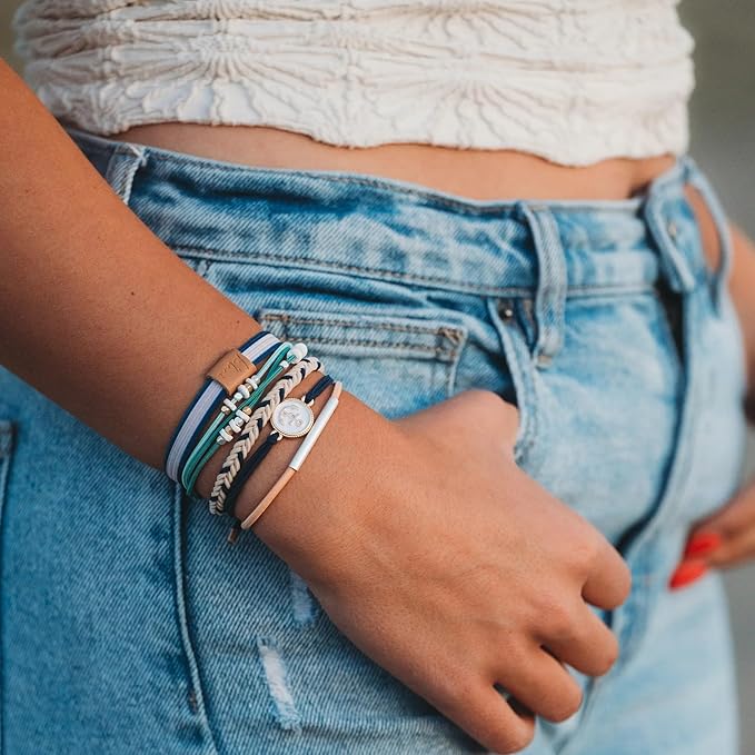 K'lani Anchor Bracelets for Women – Elastic Bracelets and Boho Hair Ties – Cute Hair Ties for Women and Hair Tie Accessories – Stylish Bracelets Boho Style for Hair and Wrist – Set of 5 (Small)
