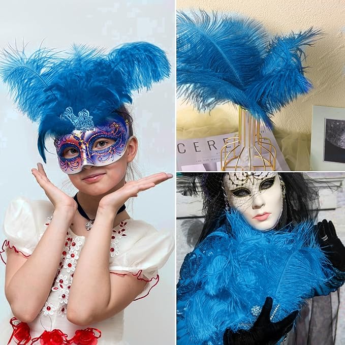 NEWONG 30pcs Light Blue Ostrich Feathers Natural Bulk 8-10in（20-25cm） Vase Craft Wedding Home Party Centerpieces Christmas Day Decoration…