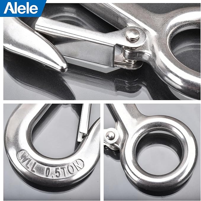 Alele 2Pack 0.5T Crane Scale Grab Hooks,Slip Hooks,Stainless Steel Lifting Hook Rigging Accessory