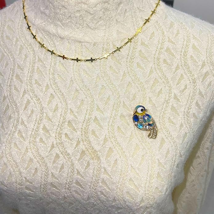 Brooches for Women Blue Bird Brooch with Sapphire Crystal Enamel Animal Pin for Women Fashion Jewelry for Coat/Dress/Gift