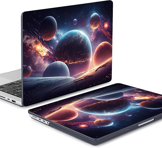 Mektron Case for MacBook Pro 16" M4 A3403 A3186 M3 A2991 M2 A2780 M1 A2485 (2021/2023/2024) Pro/Max with Touch ID, Hard Shell Plastic Laptop Cover Keyboard Cover Screen Protector, Planets