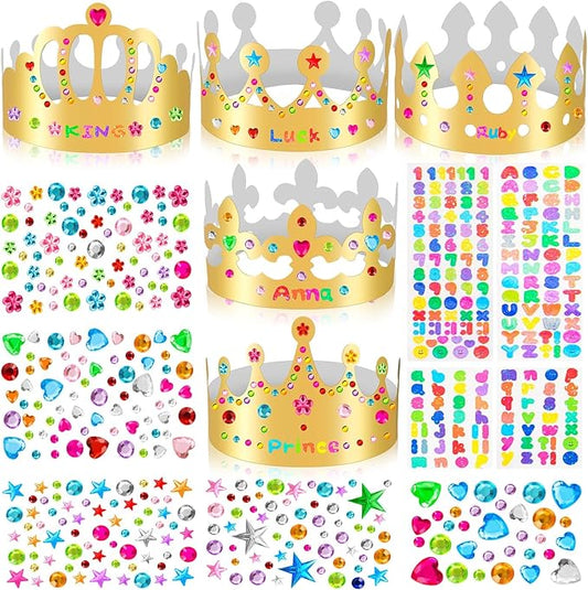 Gold Paper Crowns, Diy Birthday King Crowns Craft to Decorate, Paper Prince Princess Crown Hats for School Classroom