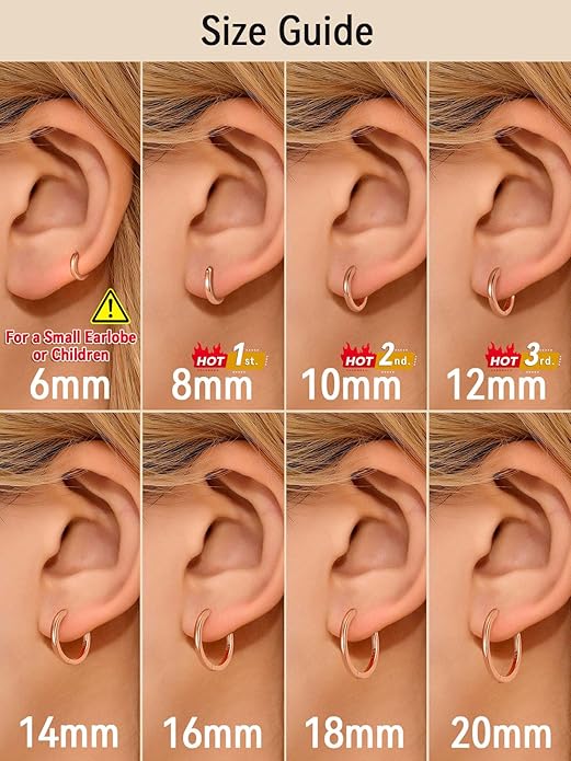FaithHeart Sterling Silver Hoop Earrings for Women, Hypoallergenic Huggie Hoop Earrings Lightweight Small Cartilage Earrings Hoop Earring Dainty Everyday Earrings 6/8/10/12/14/15/16/18/20mm