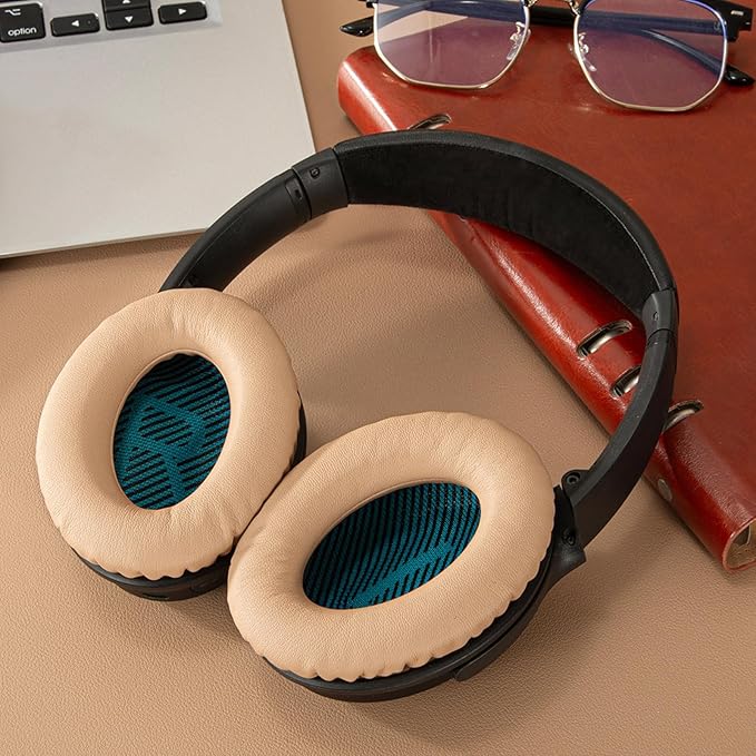 Aurivor Replacement Ear-Pads Cushions for Bose QuietComfort (QC) 35 35ii 25 15 2 and More Headphones, Upgraded Covers with Soft Protein Leather, Reinforced Sealing, Optimized Memory Foam (Brown)