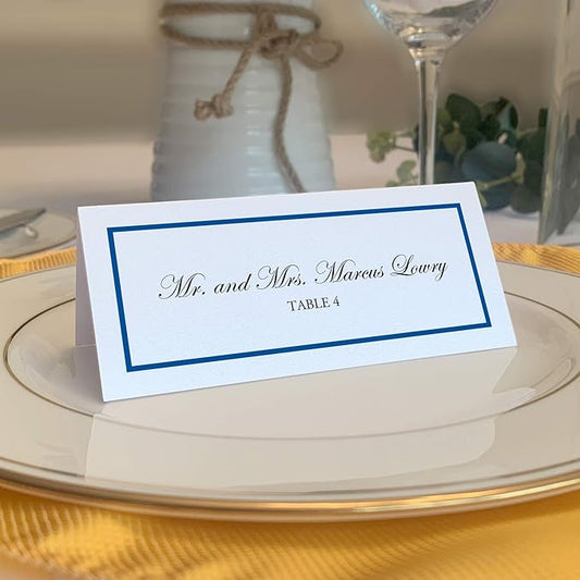 Single Line Border Place Cards, Royal Blue (Choose Color), Set of 150, Pre-cut and Scored - Wedding, Party, Dinner, and Special Events - Made in the USA