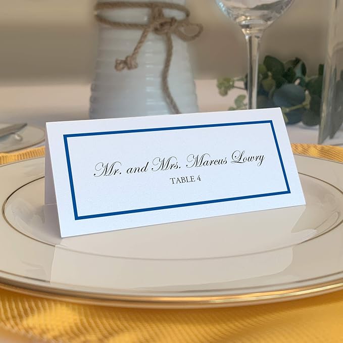 Single Line Border Place Cards, Royal Blue (Choose Color), Set of 25, Pre-cut and Scored - Wedding, Party, Dinner, and Special Events - Made in the USA