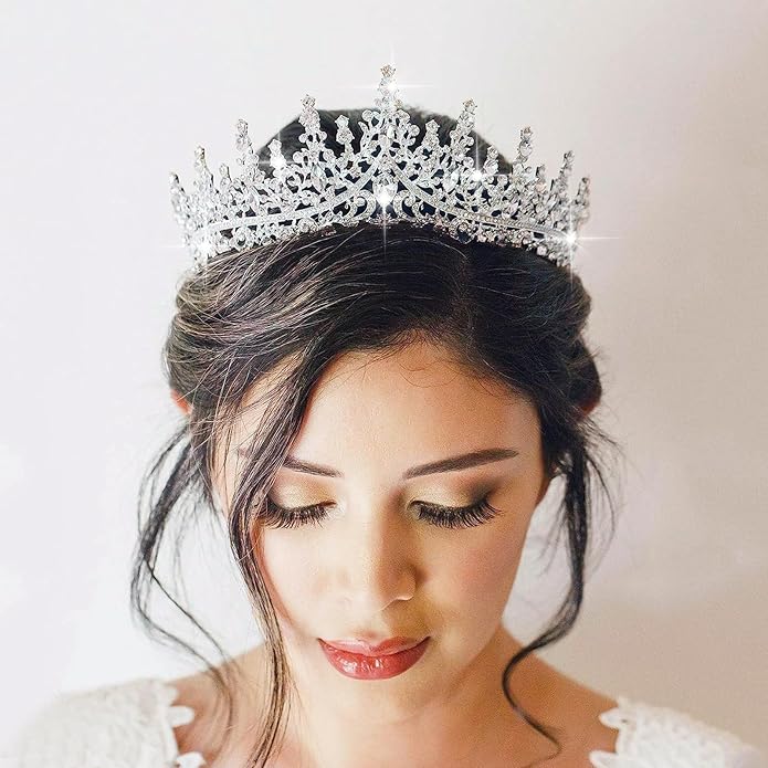 Crystal Tiaras & Crowns for Women, Bride Royal Queen Headband Princess Headpieces for Birthday Cake Crown & Prom Pageant Party