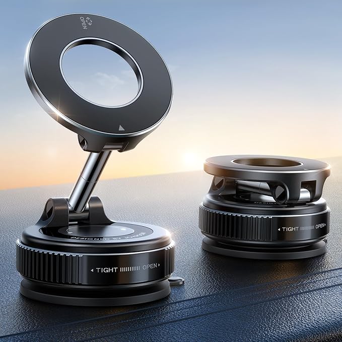 JOYROOM Vacuum Magnetic Phone Holder for Car, Strongest Suction Cup Phone Mount, 360° Adjustable Magsafe Car Mount, Foldable Car Phone Holder for iPhone 16 Pro Max 15 14 13 12 Plus/Android