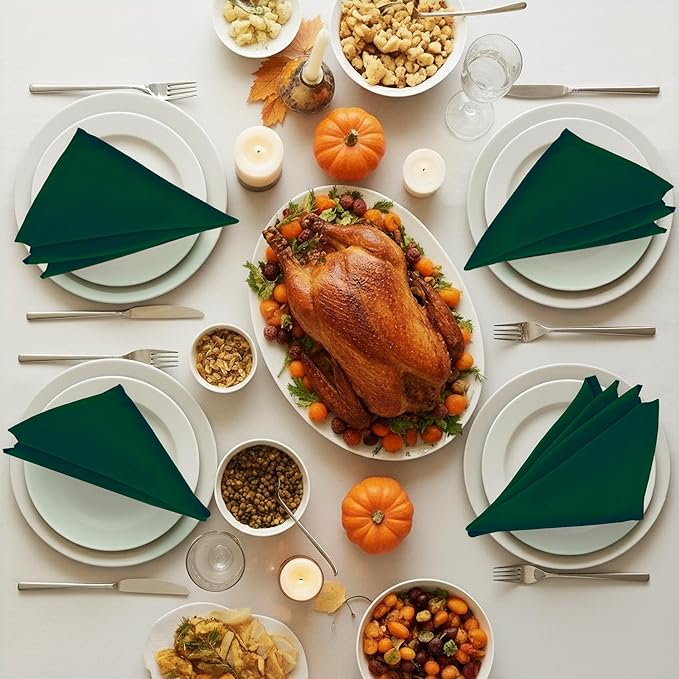 Utopia Home [24 Pack, Hunter Green] Cloth Napkins 20x20 Inches, 100% Polyester Hemmed Edges, Washable and Reusable Ideal for Parties, Weddings and Dinners