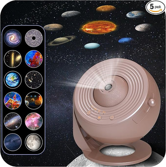 Galaxy Projector for Bedroom, HD Image Star Projector Galaxy Light Adjustable Knob, 13 Film Discs Planetarium Projector for Kids, 360° Rotating 1/2h Timer Simple 3-Button Control